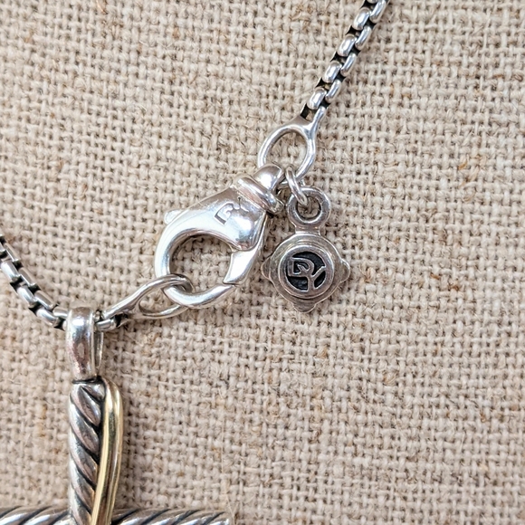 ⚡SOLD⚡David Yurman Crossover Cross 925 Sterling Silver Necklace w. 18k Gold - Picture 6 of 6